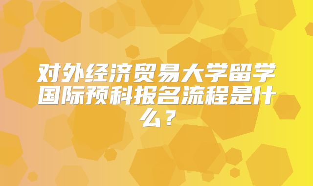 对外经济贸易大学留学国际预科报名流程是什么？