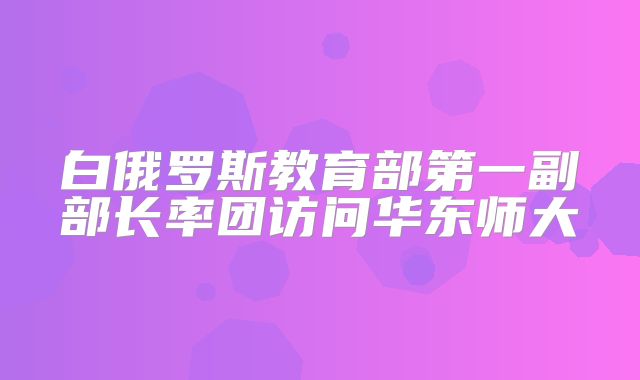 白俄罗斯教育部第一副部长率团访问华东师大