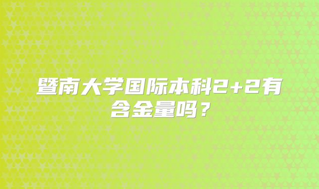 暨南大学国际本科2+2有含金量吗？