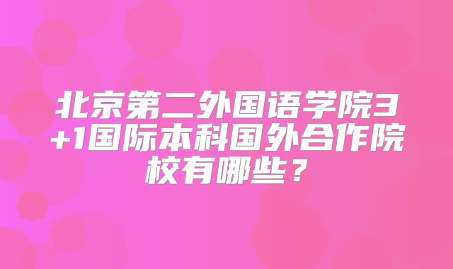 北京第二外国语学院3+1国际本科国外合作院校有哪些？