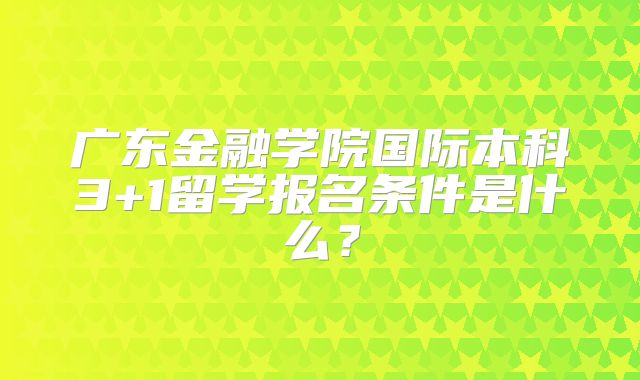 广东金融学院国际本科3+1留学报名条件是什么？