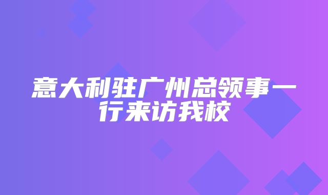 意大利驻广州总领事一行来访我校