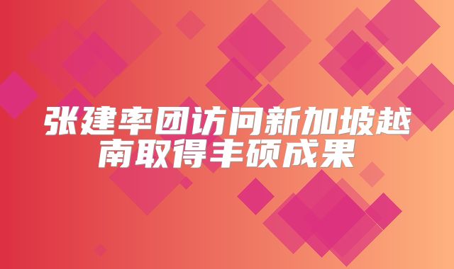 张建率团访问新加坡越南取得丰硕成果