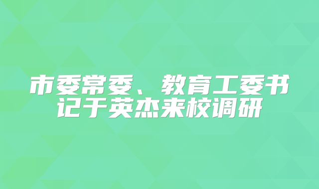 市委常委、教育工委书记于英杰来校调研