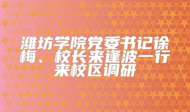 潍坊学院党委书记徐梅、校长来逢波一行来校区调研