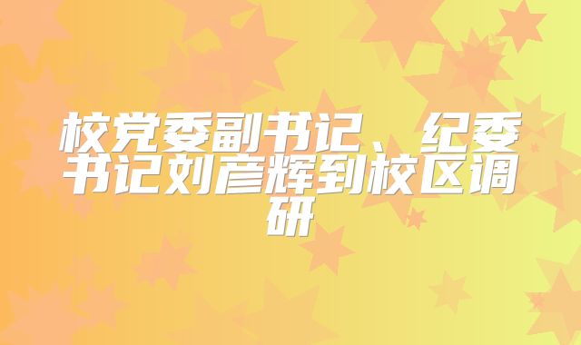 校党委副书记、纪委书记刘彦辉到校区调研