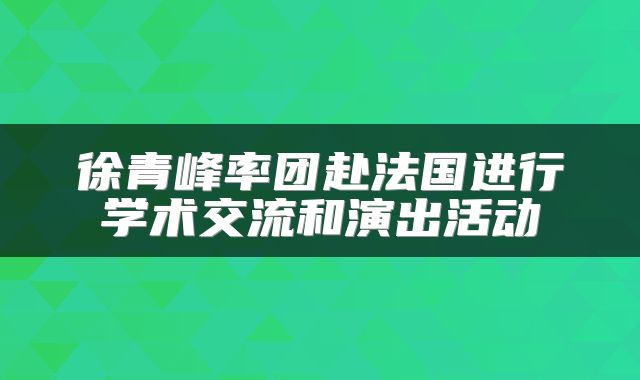 徐青峰率团赴法国进行学术交流和演出活动