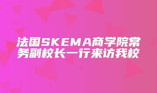 法国SKEMA商学院常务副校长一行来访我校