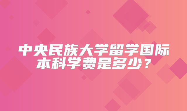 中央民族大学留学国际本科学费是多少？