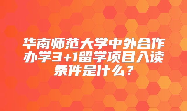 华南师范大学中外合作办学3+1留学项目入读条件是什么？