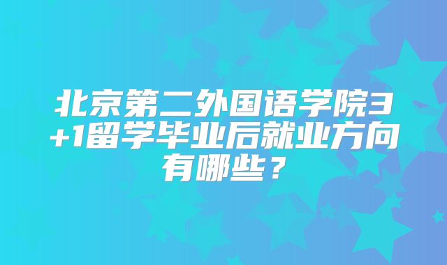 北京第二外国语学院3+1留学毕业后就业方向有哪些？