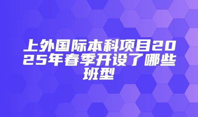 上外国际本科项目2025年春季开设了哪些班型