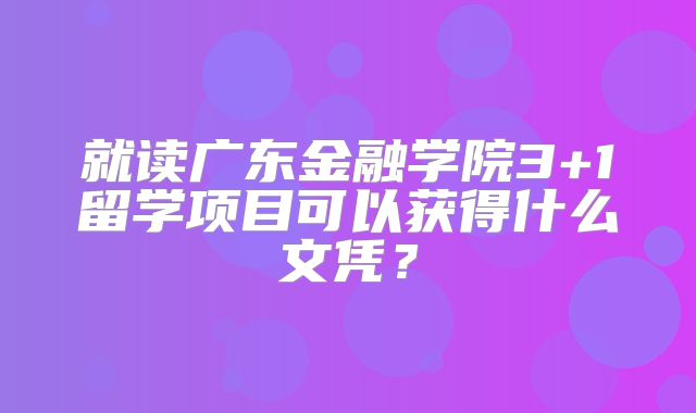 就读广东金融学院3+1留学项目可以获得什么文凭？