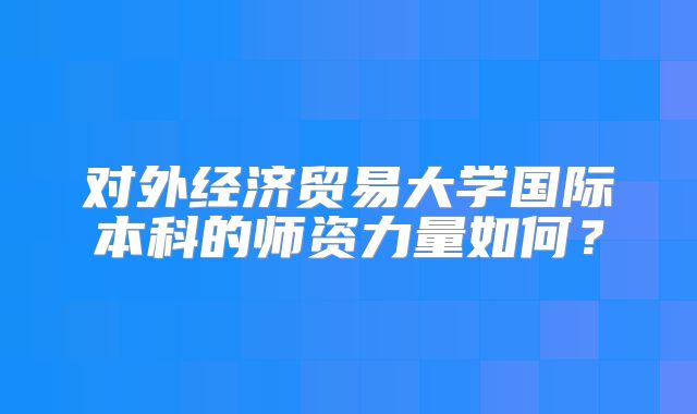 对外经济贸易大学国际本科的师资力量如何？