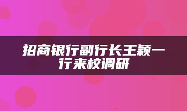 招商银行副行长王颖一行来校调研