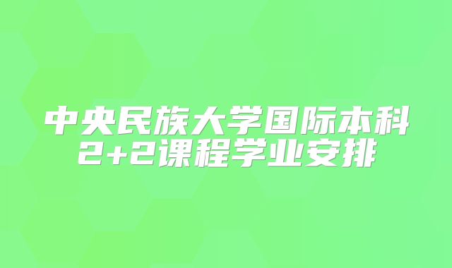 中央民族大学国际本科2+2课程学业安排