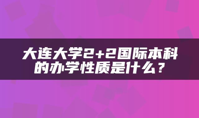 大连大学2+2国际本科的办学性质是什么？