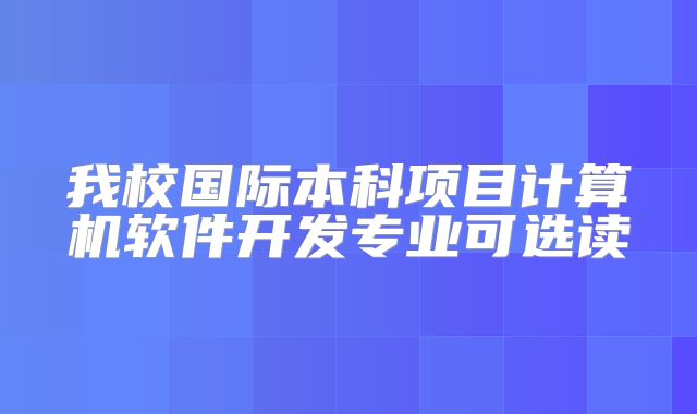 我校国际本科项目计算机软件开发专业可选读