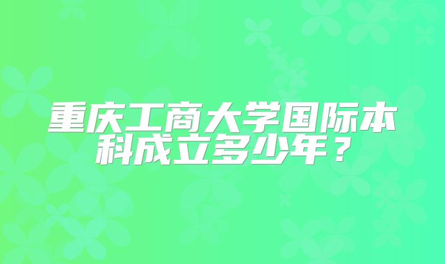 重庆工商大学国际本科成立多少年？