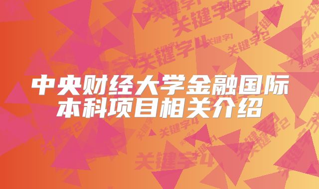 中央财经大学金融国际本科项目相关介绍