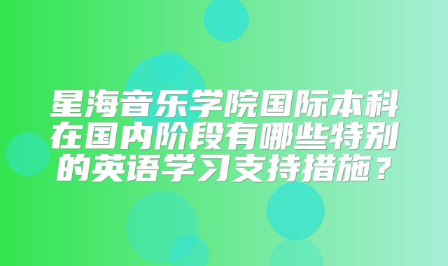 星海音乐学院国际本科在国内阶段有哪些特别的英语学习支持措施？