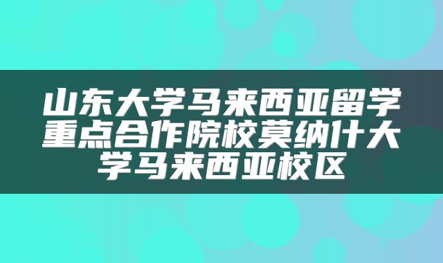 山东大学马来西亚留学重点合作院校莫纳什大学马来西亚校区