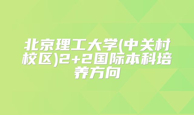 北京理工大学(中关村校区)2+2国际本科培养方向