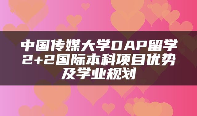 中国传媒大学DAP留学2+2国际本科项目优势及学业规划