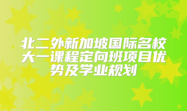 北二外新加坡国际名校大一课程定向班项目优势及学业规划