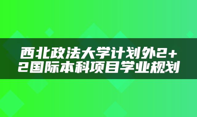 西北政法大学计划外2+2国际本科项目学业规划