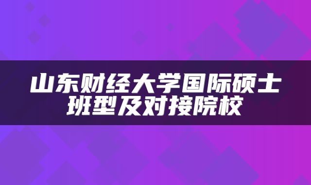 山东财经大学国际硕士班型及对接院校