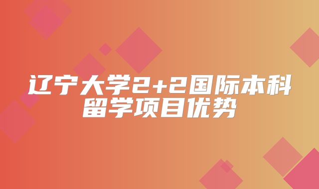 辽宁大学2+2国际本科留学项目优势