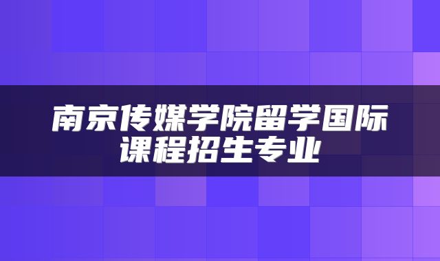 南京传媒学院留学国际课程招生专业
