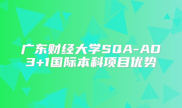 广东财经大学SQA-AD3+1国际本科项目优势