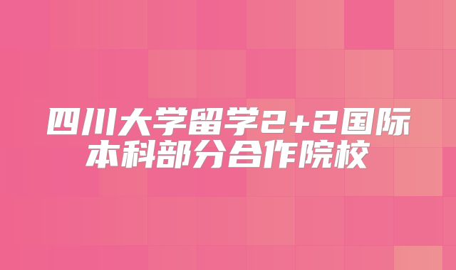 四川大学留学2+2国际本科部分合作院校