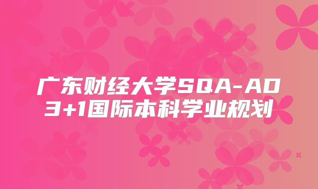 广东财经大学SQA-AD3+1国际本科学业规划