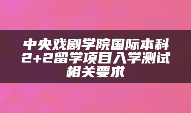 中央戏剧学院国际本科2+2留学项目入学测试相关要求