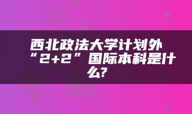 西北政法大学计划外“2+2”国际本科是什么?
