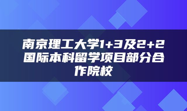 南京理工大学1+3及2+2国际本科留学项目部分合作院校