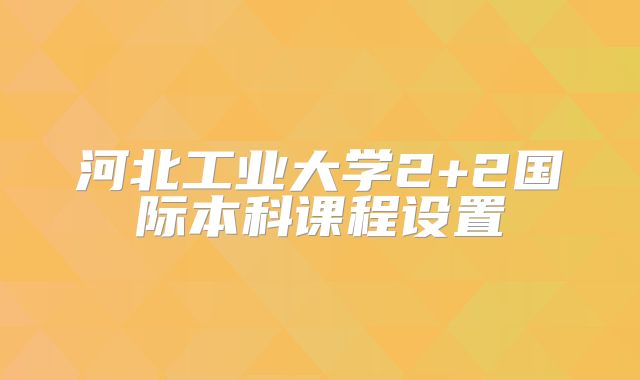 河北工业大学2+2国际本科课程设置