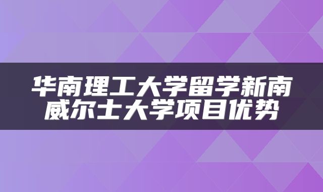 华南理工大学留学新南威尔士大学项目优势