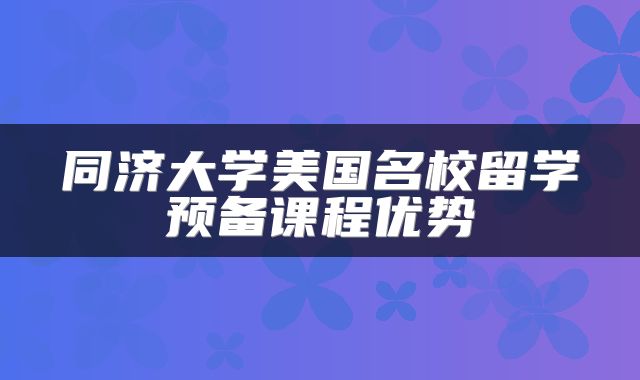 同济大学美国名校留学预备课程优势