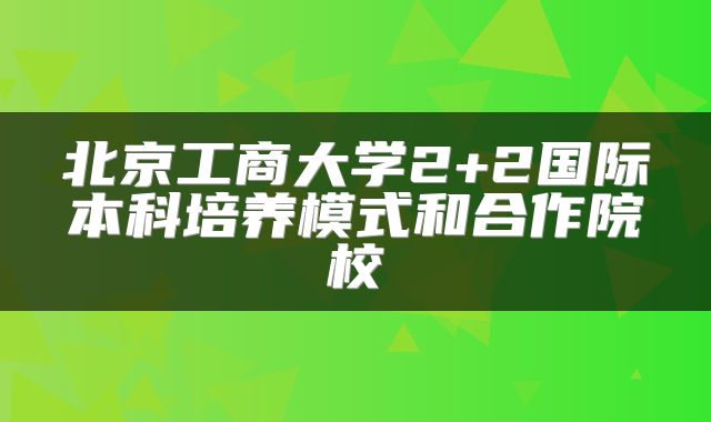 北京工商大学2+2国际本科培养模式和合作院校