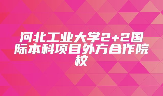 河北工业大学2+2国际本科项目外方合作院校