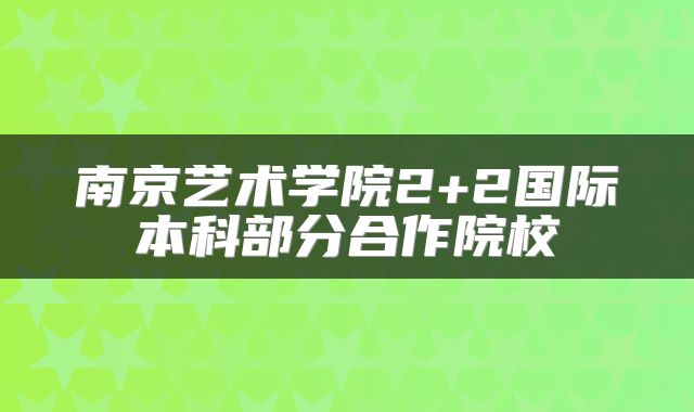 南京艺术学院2+2国际本科部分合作院校