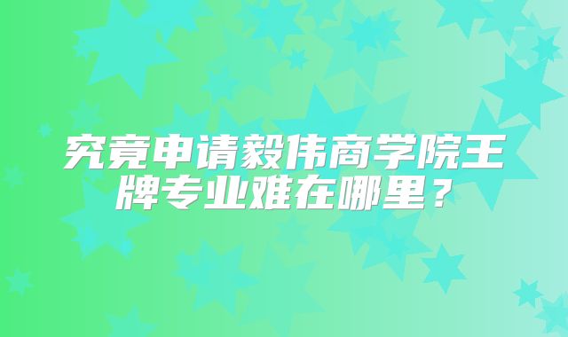 究竟申请毅伟商学院王牌专业难在哪里？