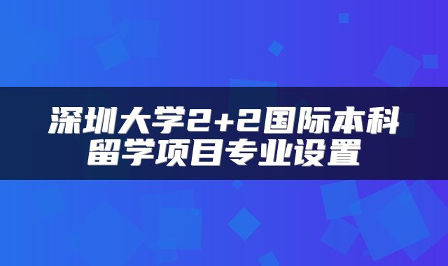 深圳大学2+2国际本科留学项目专业设置
