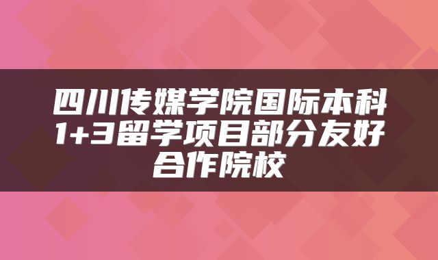 四川传媒学院国际本科1+3留学项目部分友好合作院校