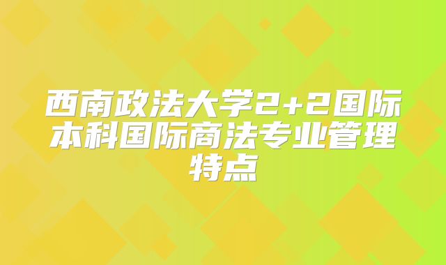 西南政法大学2+2国际本科国际商法专业管理特点