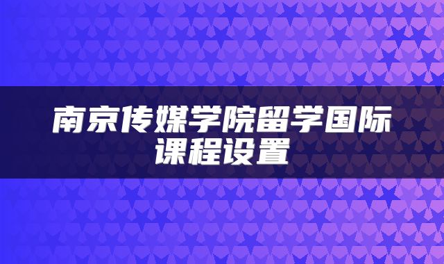 南京传媒学院留学国际课程设置
